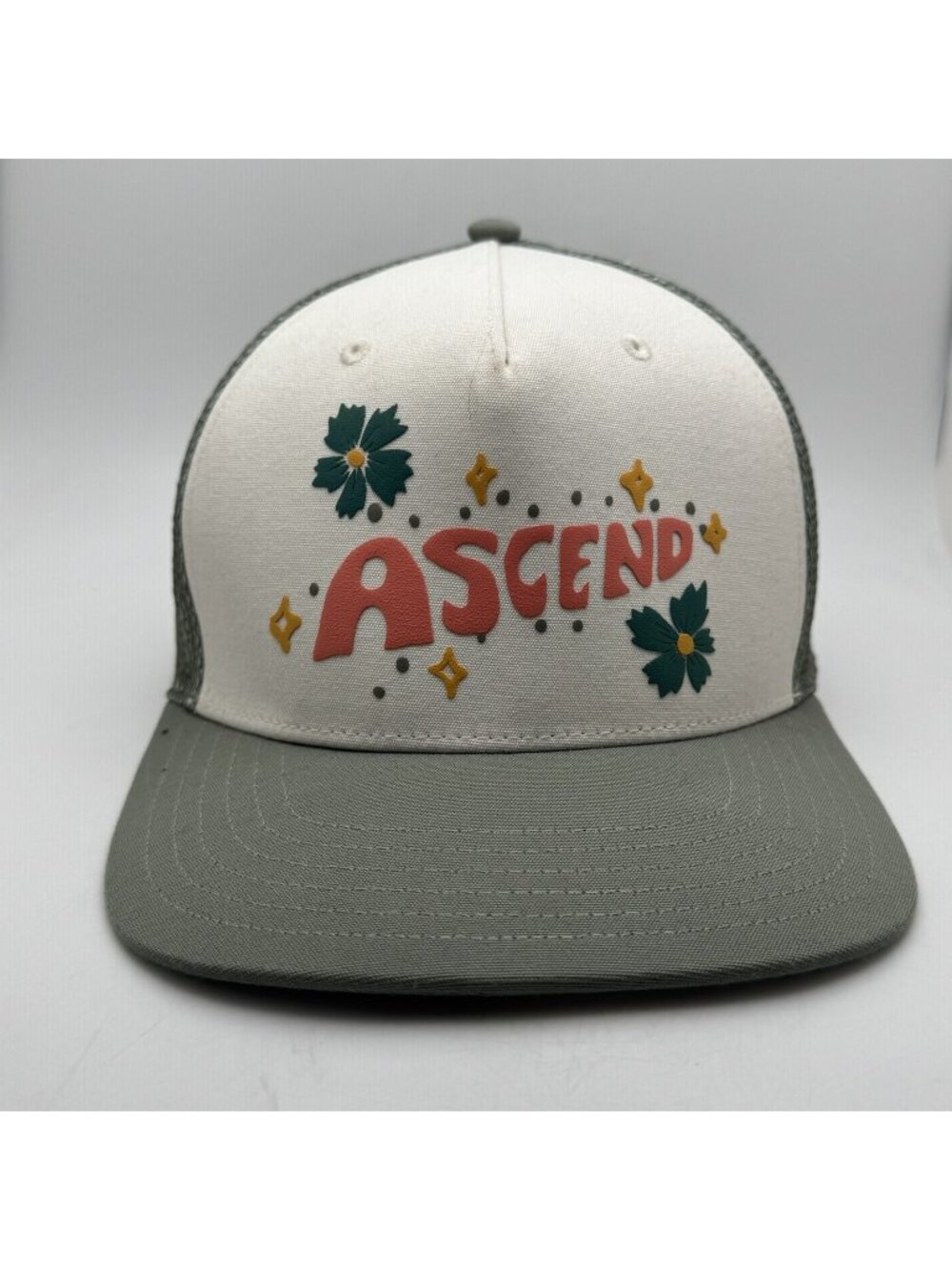 Ascend Trucker Hat Men's One Size Green White Mesh Snapback Baseball Cap